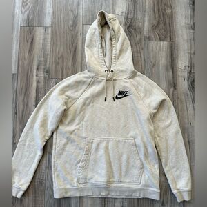 Women’s Nike Sweatshirt Hoodie in Heathered Cream & Black Size Medium